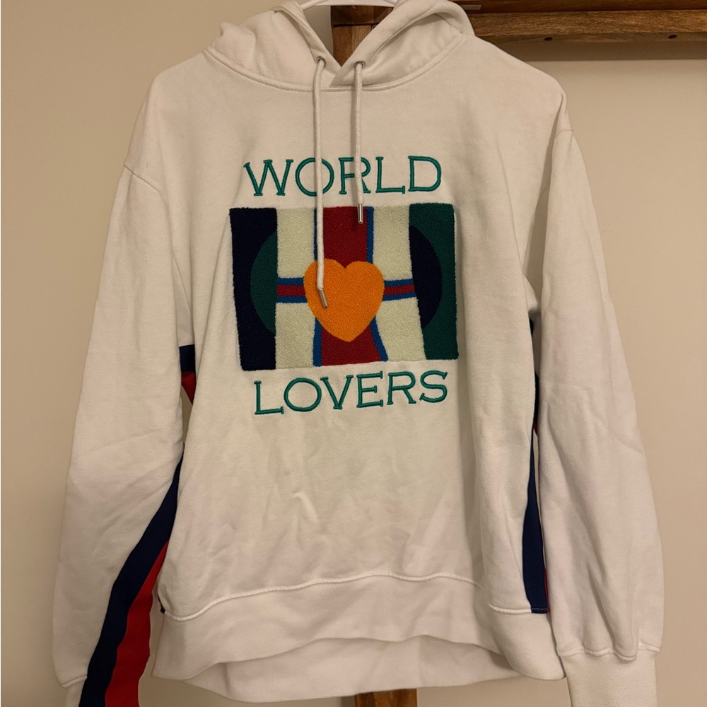 Sandro White Hoodie with Multicolor Design